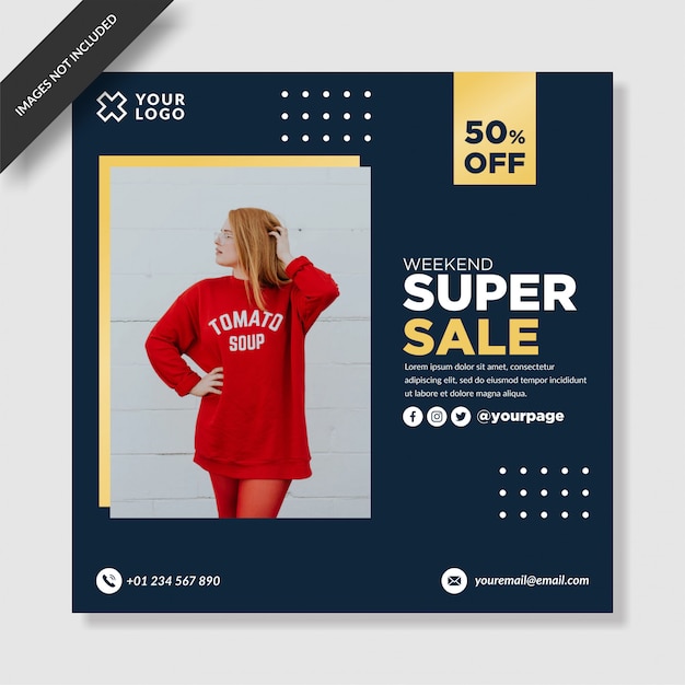 Vector banner de super venta azul oscuro publicación en redes sociales