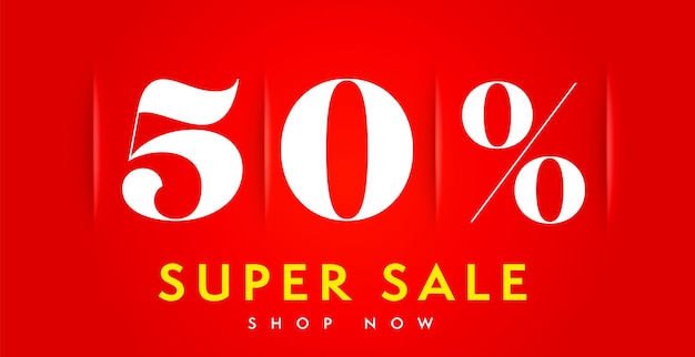 banner de súper venta por ciento con oferta para comprar ahora