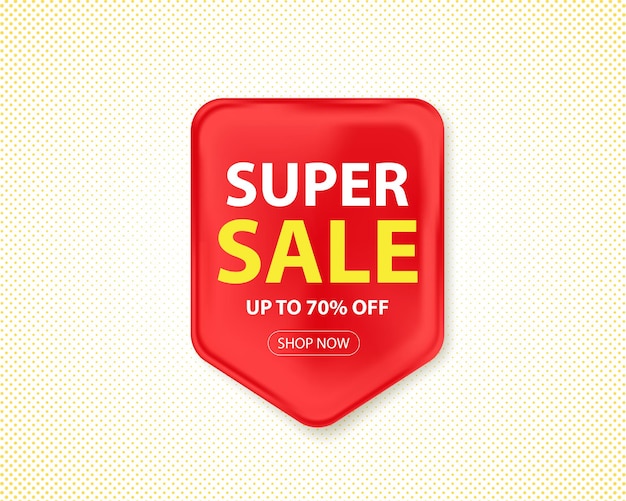 Banner de super venta de etiqueta realista Vector
