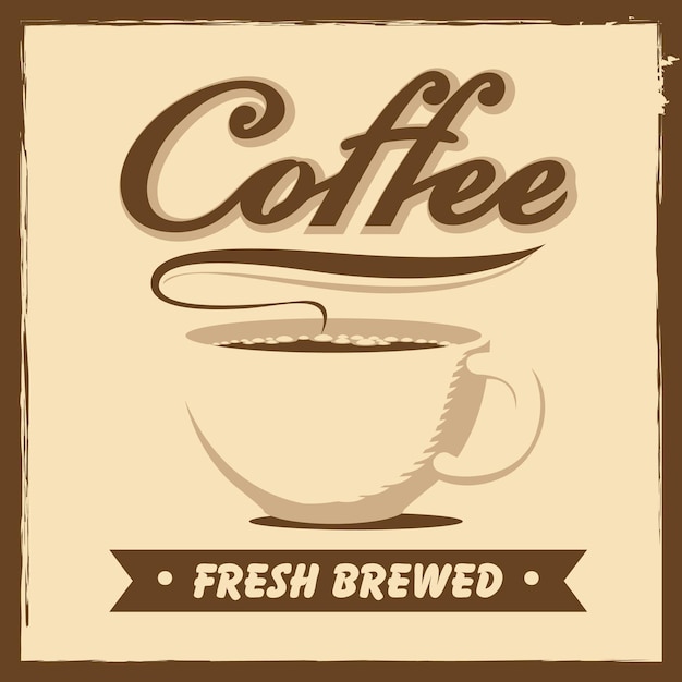 banner con taza de café en estilo retro