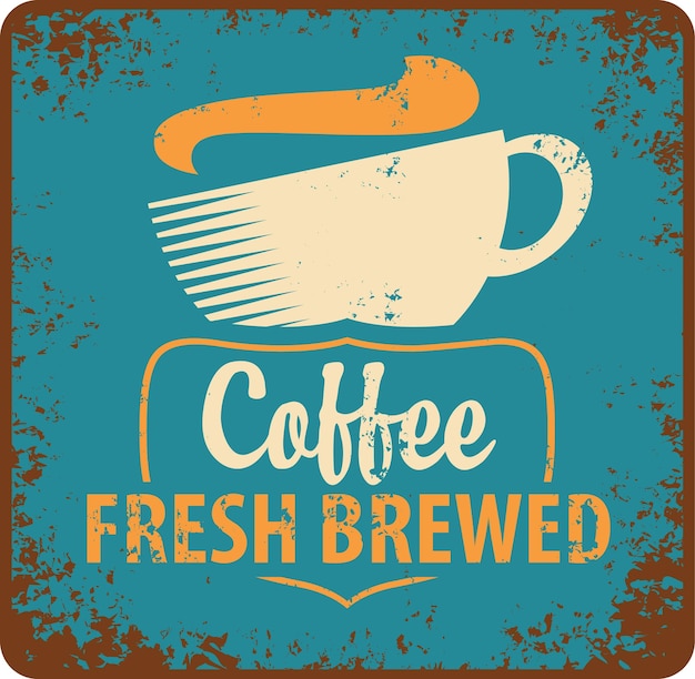 banner con taza de café en estilo retro