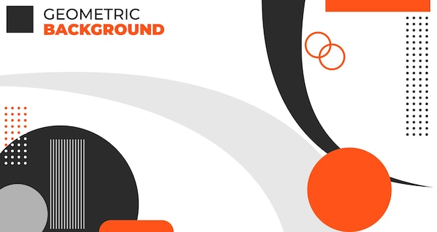 Banner de tecnología digital concepto de fondo línea geométrica abstracta color sólido naranja y negro