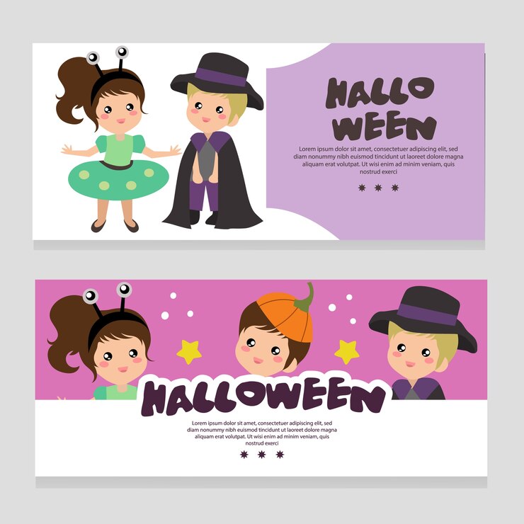 Banner de tema de Halloween con disfraces alienígenas
