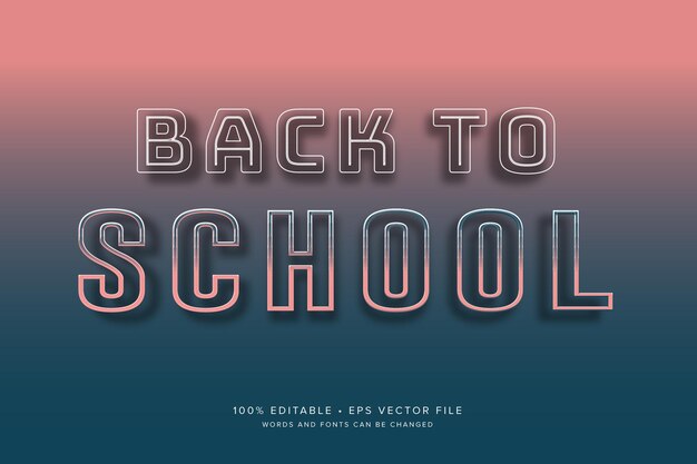 Banner de tema de tipografía de render 3d de regreso a la escuela