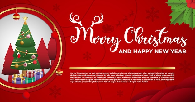 Banner Template Vector Feliz Navidad y Feliz Año Nuevo