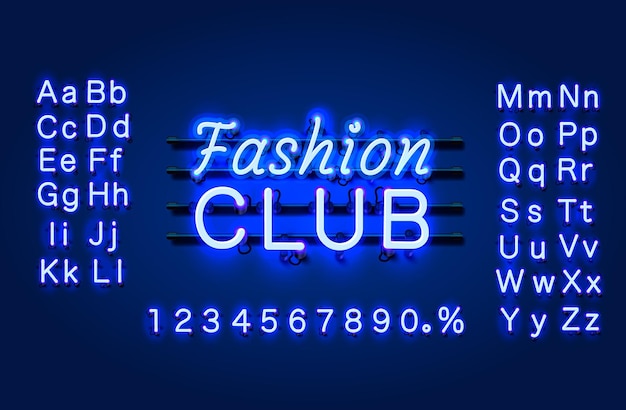 Banner de texto del club de moda de neón