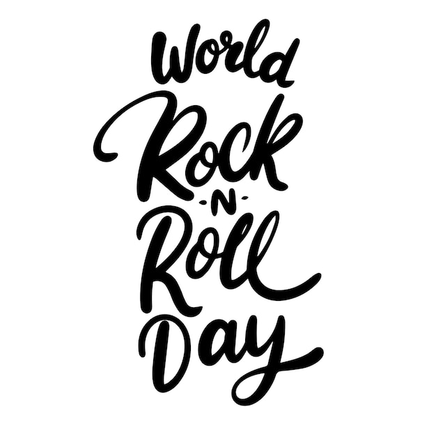 Banner de texto del Día Mundial del Rock n Roll Arte vectorial dibujado a mano