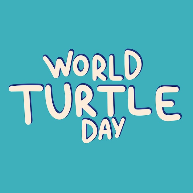 Banner de texto del Día Mundial de la Tortuga Arte vectorial dibujado a mano