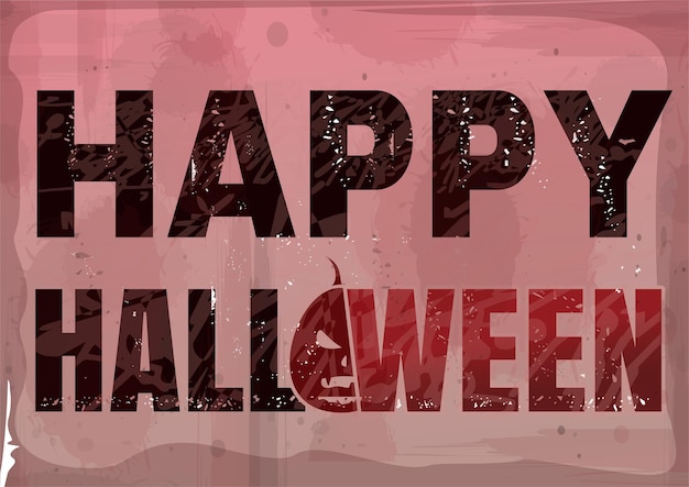 Vector banner de texto de feliz halloween en estilo grunge. letras de halloween. diseño conceptual. ilustración vectorial