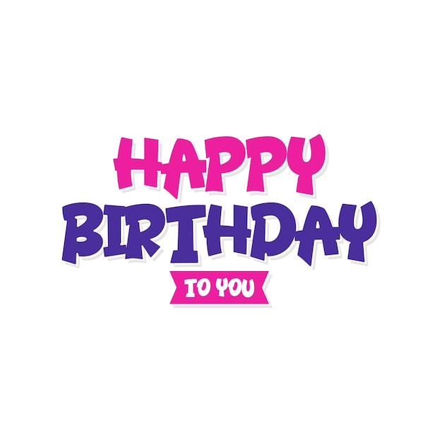 Banner de texto de letras de feliz cumpleaños vectorial con elemento de fiesta para celebración