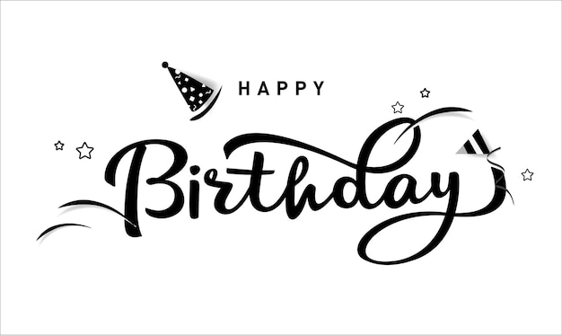 Banner de texto de letras de feliz cumpleaños