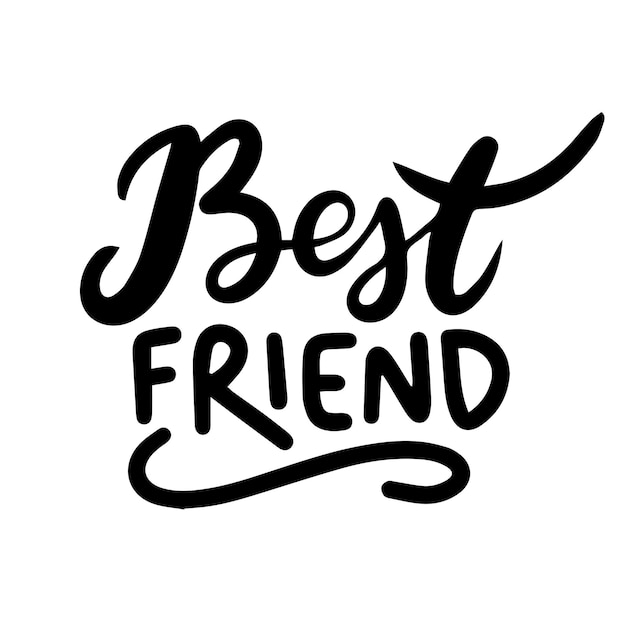 Banner de texto de mejor amigo Escritura a mano Mejor amigo frase corta Arte vectorial dibujado a mano