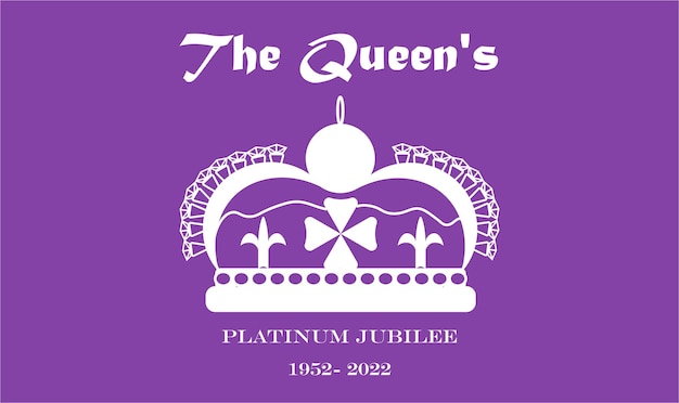 Vector banner the queens platinum jubilee 19522022 ilustración vectorial de la corona de unos 70 años de servicio diseño de fondo cubre pegatinas redes sociales medallas insignias volantes postales carteles