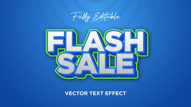 Vector banner y título de promoción de venta flash con efecto de texto