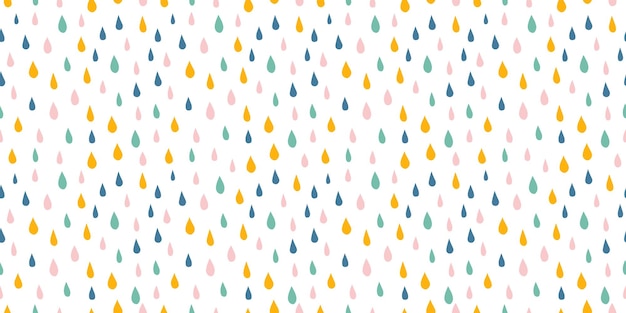 Banner transparente con gotas de lluvia de colores.