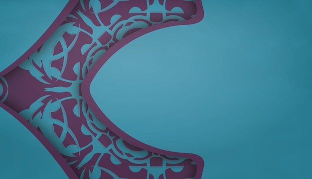 Banner turquesa con patrón de mandala morado para diseño debajo de su logo