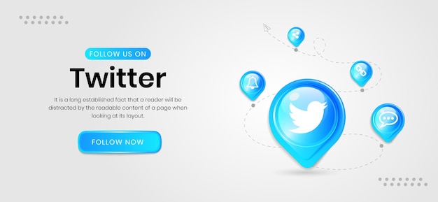 Banner de twitter de iconos de redes sociales