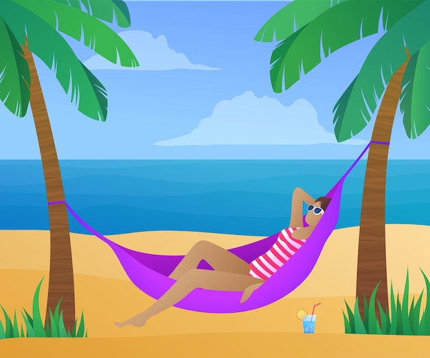Vector banner de vacaciones en la playa exótica de verano