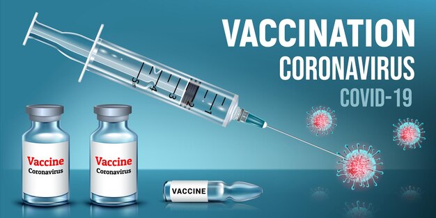 Banner de vacunación contra el coronavirus covid-19.