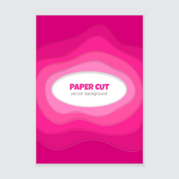 Banner de vector con formas abstractas de corte de papel 3d Fondo vertical con papel rosa