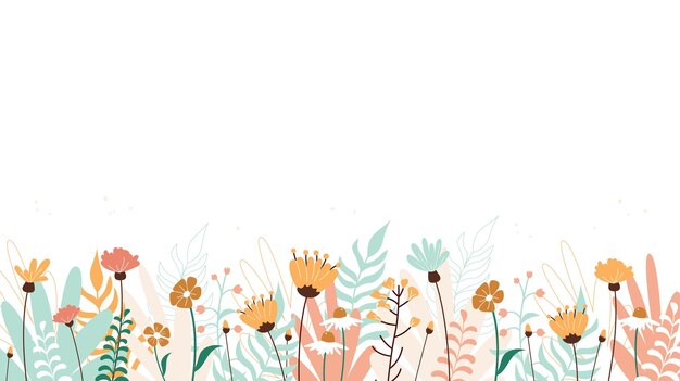 Banner vector ilustración plana de un fondo floral primavera flores silvestres amarillas y azules