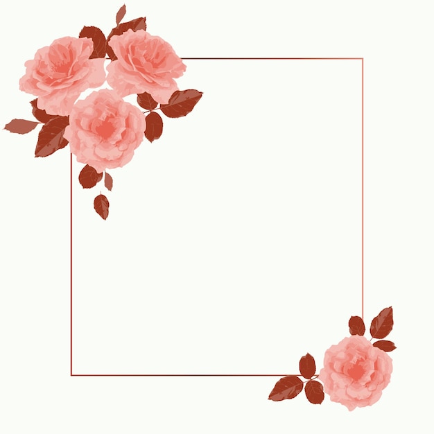 Banner de vector con un lugar para el texto decorado con rosas con hojas