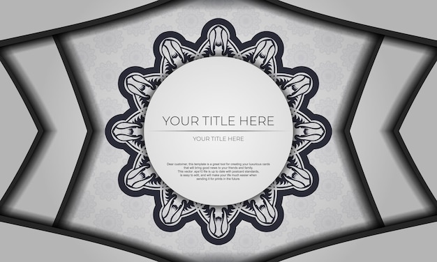 Banner de vector de lujo blanco con adornos abstractos y lugar para su plantilla de texto para diseño de tarjeta de invitación imprimible con patrones vintage