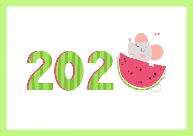 Banner de vector plano año 2020 con plantilla de mouse