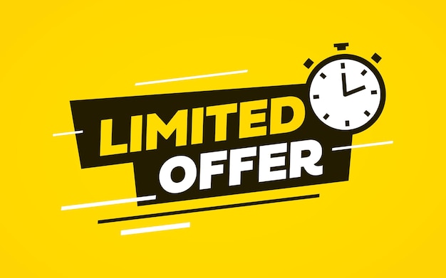 Banner de vector de venta de oferta limitada con fondo amarillo