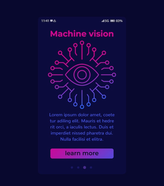 Banner de vector de visión artificial con icono de línea