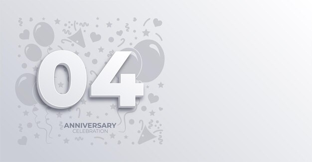 Banner vectorial blanco de 4 años o cumpleaños con espacio de copia personalizable