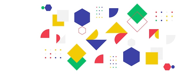 Banner vectorial colorido con diseño abstracto estilo geométrico de Memphis Para fondo de banner presentación de negocios o tecnología folleto web diseño de portada papel tapiz