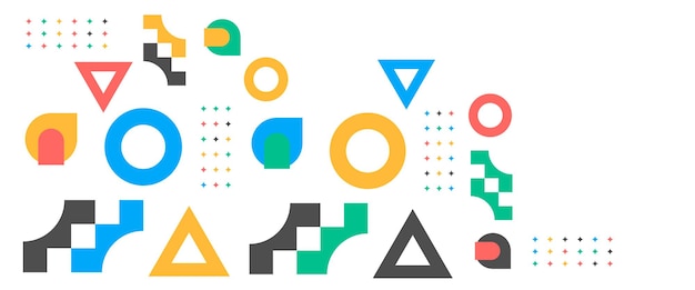 Banner vectorial colorido con diseño abstracto estilo geométrico de Memphis Para fondo de banner presentación de negocios o tecnología folleto web diseño de portada papel tapiz