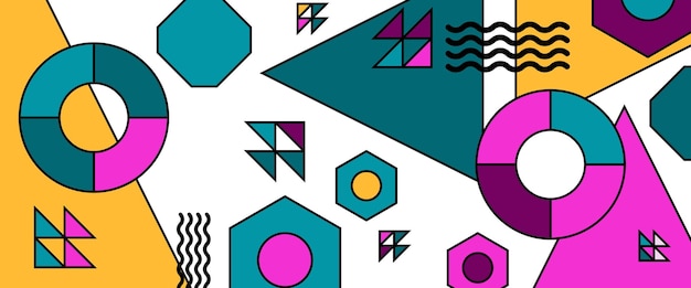 Banner vectorial colorido con diseño abstracto estilo geométrico plano Para fondo de banner presentación de negocios o tecnología folleto web diseño de portada papel tapiz