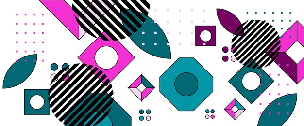Banner vectorial colorido con diseño abstracto estilo geométrico plano Para fondo de banner presentación de negocios o tecnología folleto web diseño de portada papel tapiz