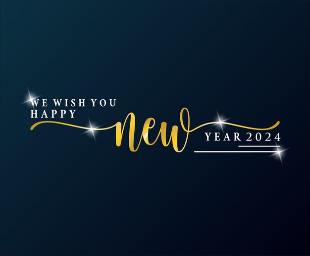 Banner vectorial de feliz año nuevo con líneas doradas y diseño elegante