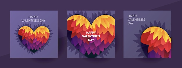 Vector banner vectorial de feliz día de san valentín, plantilla de publicación en redes sociales con un hermoso corazón colorido.