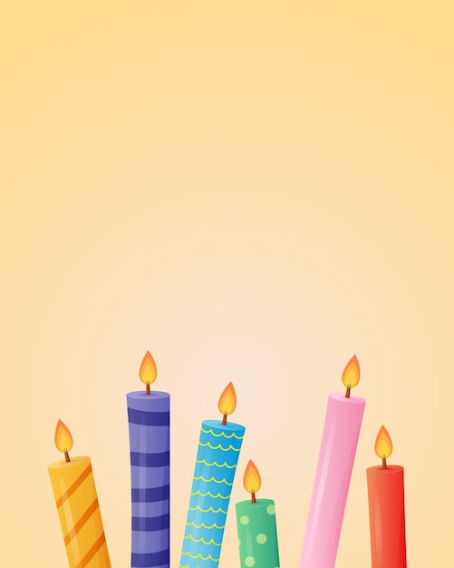 Vector banner vectorial festivo o tarjeta de regalo con velas de dibujos animados