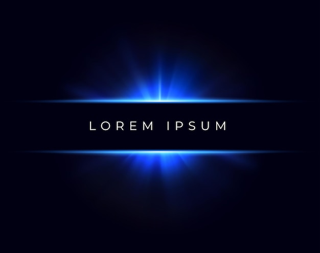 Banner vectorial con flash azul claro y espacio de copia Marco brillante para texto con rayos brillantes sobre fondo oscuro Ilustración para presentación de publicidad de banner Fondo de pantalla futurista abstracto