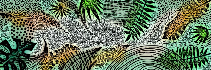 Vector banner vectorial de hojas tropicales