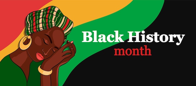 Vector el banner vectorial del mes de la historia negra celebra febrero en los estados unidos y canadá