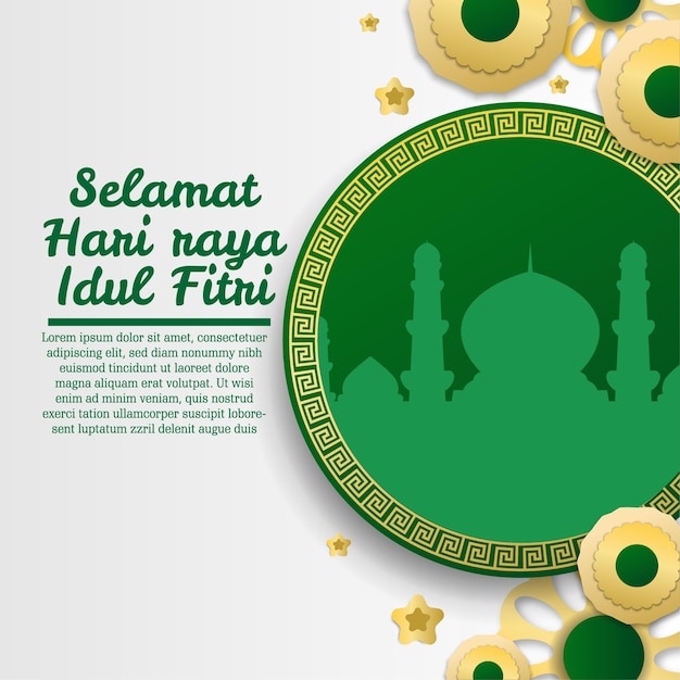 Banner vectorial para los saludos de las redes sociales para las festividades musulmanas de eid al fitr Hari Raya Idul Fitri