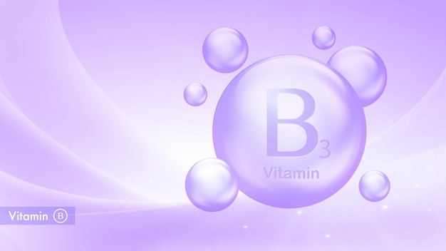 Banner vectorial de vitamina B3 Cartel médico del complejo de vitamina B Cuidado de la salud Suplementos nutricionales