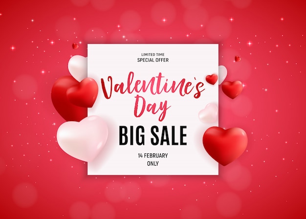 Banner de venta de amor de San Valentín