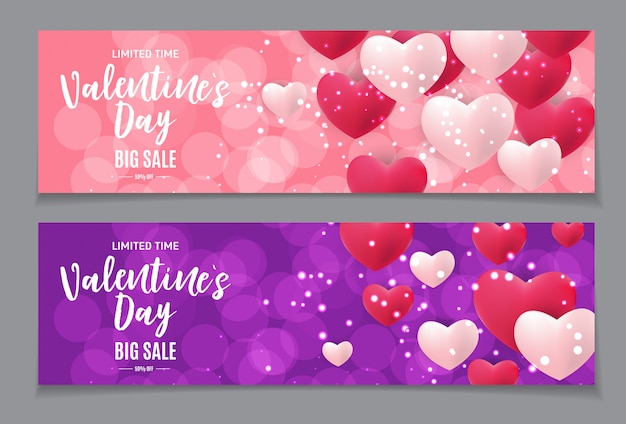 Banner de venta de amor y sentimientos de San Valentín