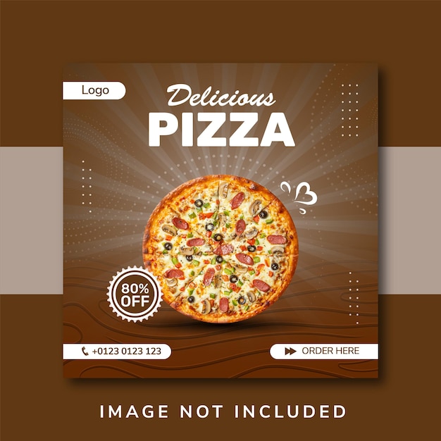 Banner de venta de comida de pizza para publicación en redes sociales