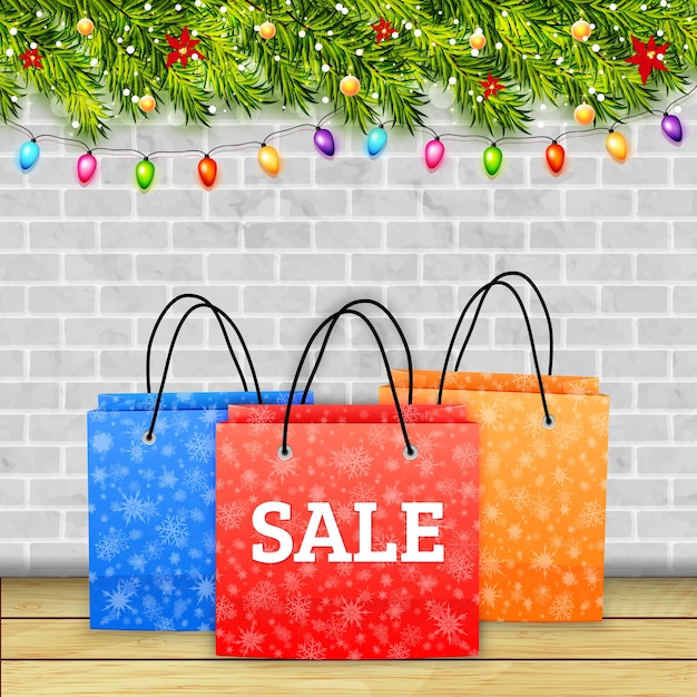 Vector banner de venta de compras navideñas