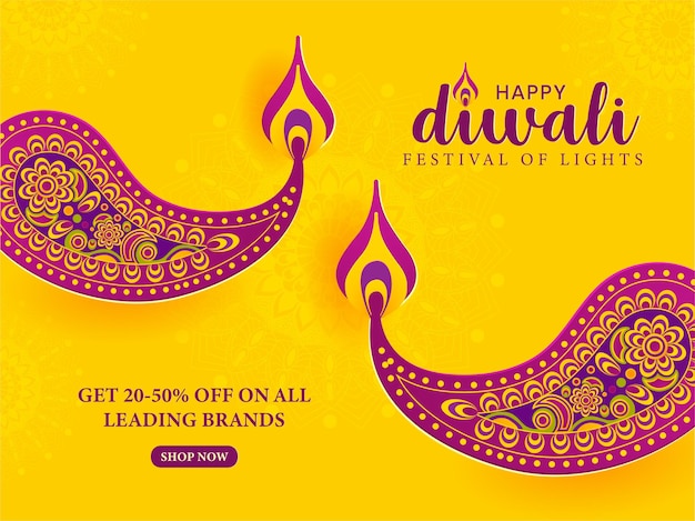 Banner de venta creativa feliz diwali
