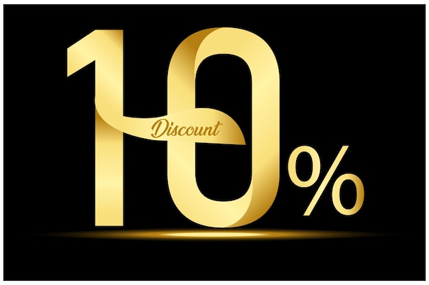 Banner de venta de descuento del 10 por ciento de oro