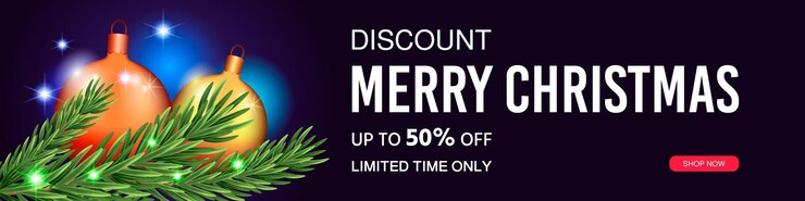 Banner de venta de descuento de feliz Navidad